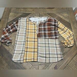 BiBi Multicolor Plaid Button-Up Top